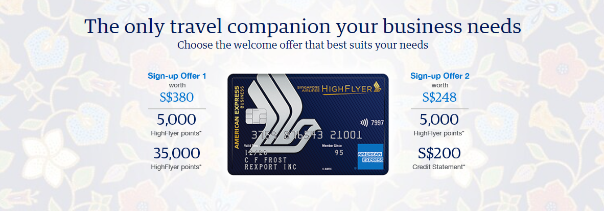 Get 35,000 HighFlyer Points or S$200 Statement Credit, Free Hotel Stay and Accor Plus Membership with American Express Singapore Airlines Business Credit Card -  Enjoy First Year Annual Fee Waiver 