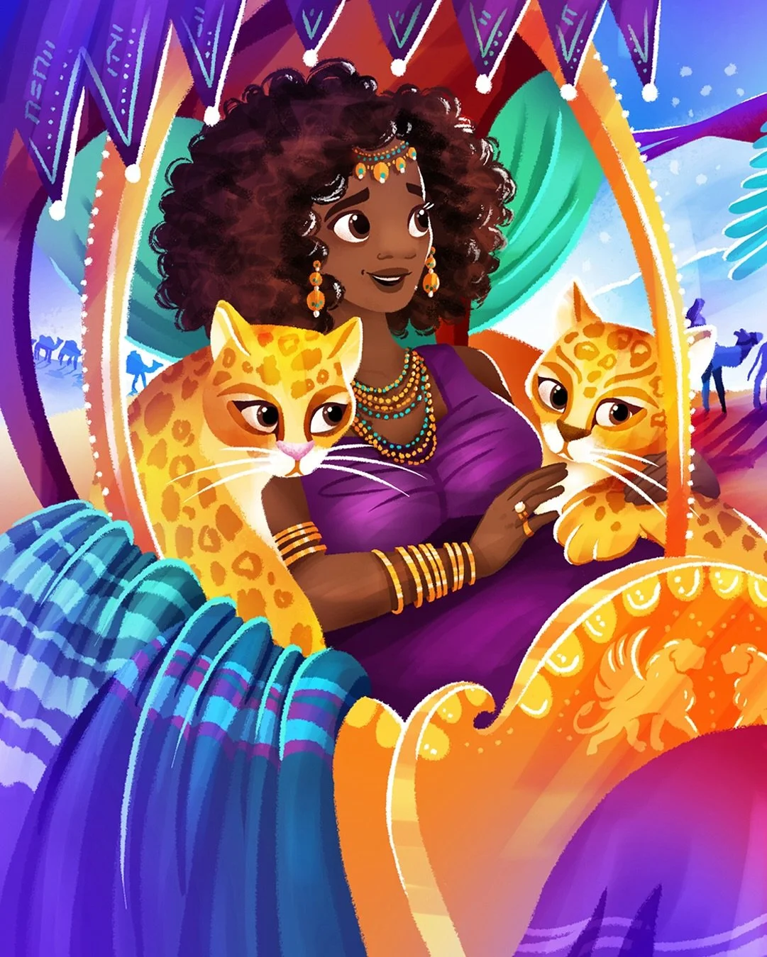 When the queen of Sheba heard about the fame of Solomon and his relationship to the LORD, she came to test Solomon with hard questions. Arriving at Jerusalem with a very great caravan - with camels carrying spices, large quantities of gold, and preci