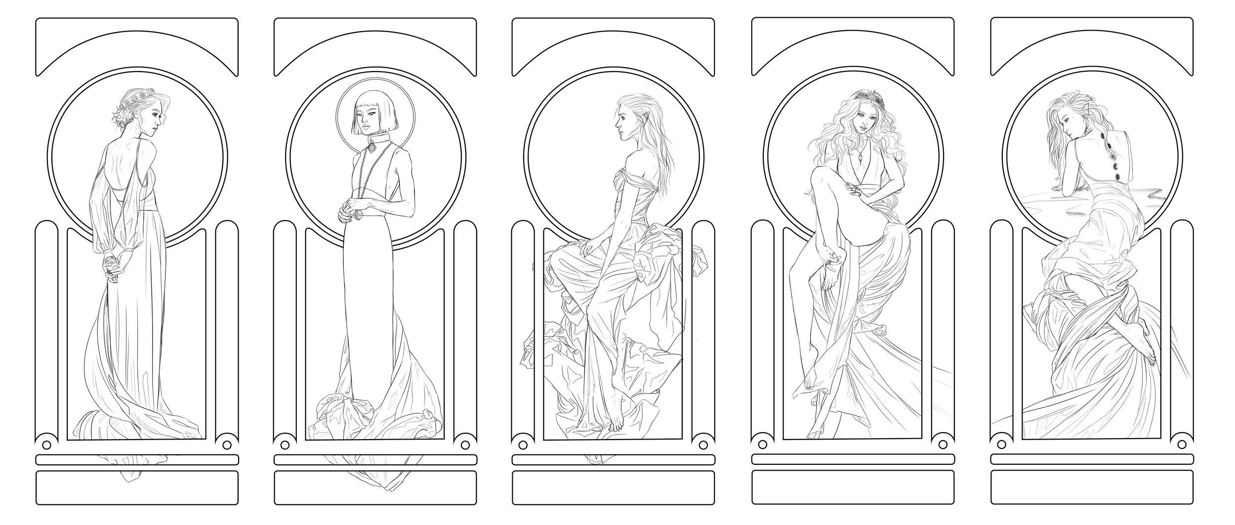 A Court of Thorns and Roses Mucha Illustration Sketch