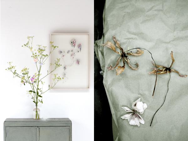 Aan de muur Flowerconstruction van Anne ten Donkelaar . Met dank aan Dennis Flowers in Haarlem.