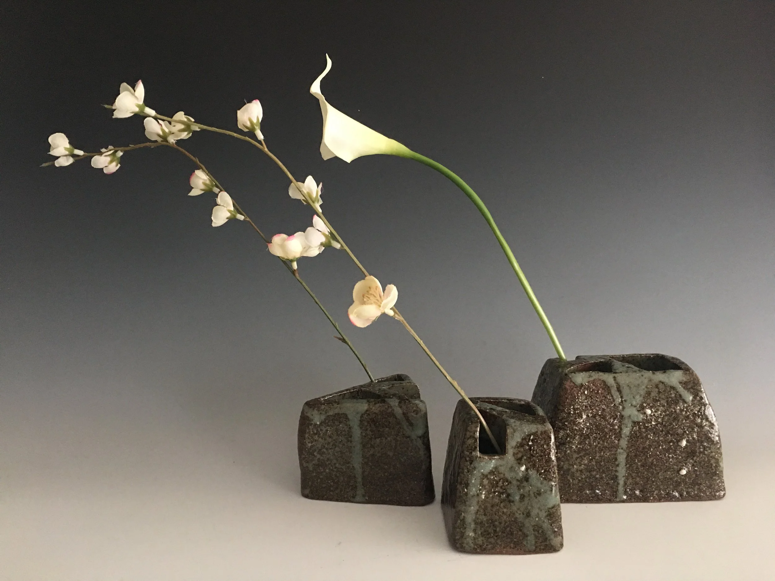   Ikebana Vases    Beach Sand, Celadon, Stoneware    