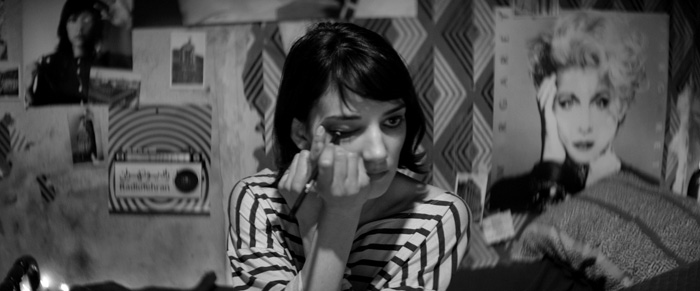 still from "A GIRL WALKS HOME ALONE AT NIGHT"