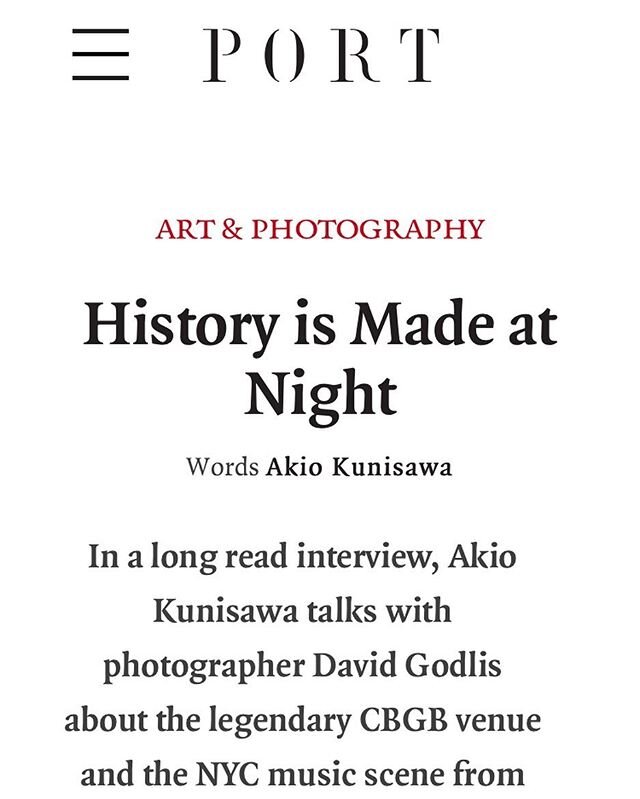 Thank you to Akio Kunisawa @akio_kunisawa for doing this very clear and pointed interview with me for PORT Magazine. &amp; thanks to @miwasusuda at @dashwood_books for introducing us to each other. It was a fine time spent on the Bowery in pre-COVID 