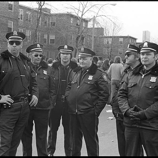 South Boston police, St Patrick&rsquo;s Day 1974. These were the anti-school bussing years in Southie. No blacks invited to that parade. A timely drop into the street archives. 📷@GODLIS #streetsbygodlis