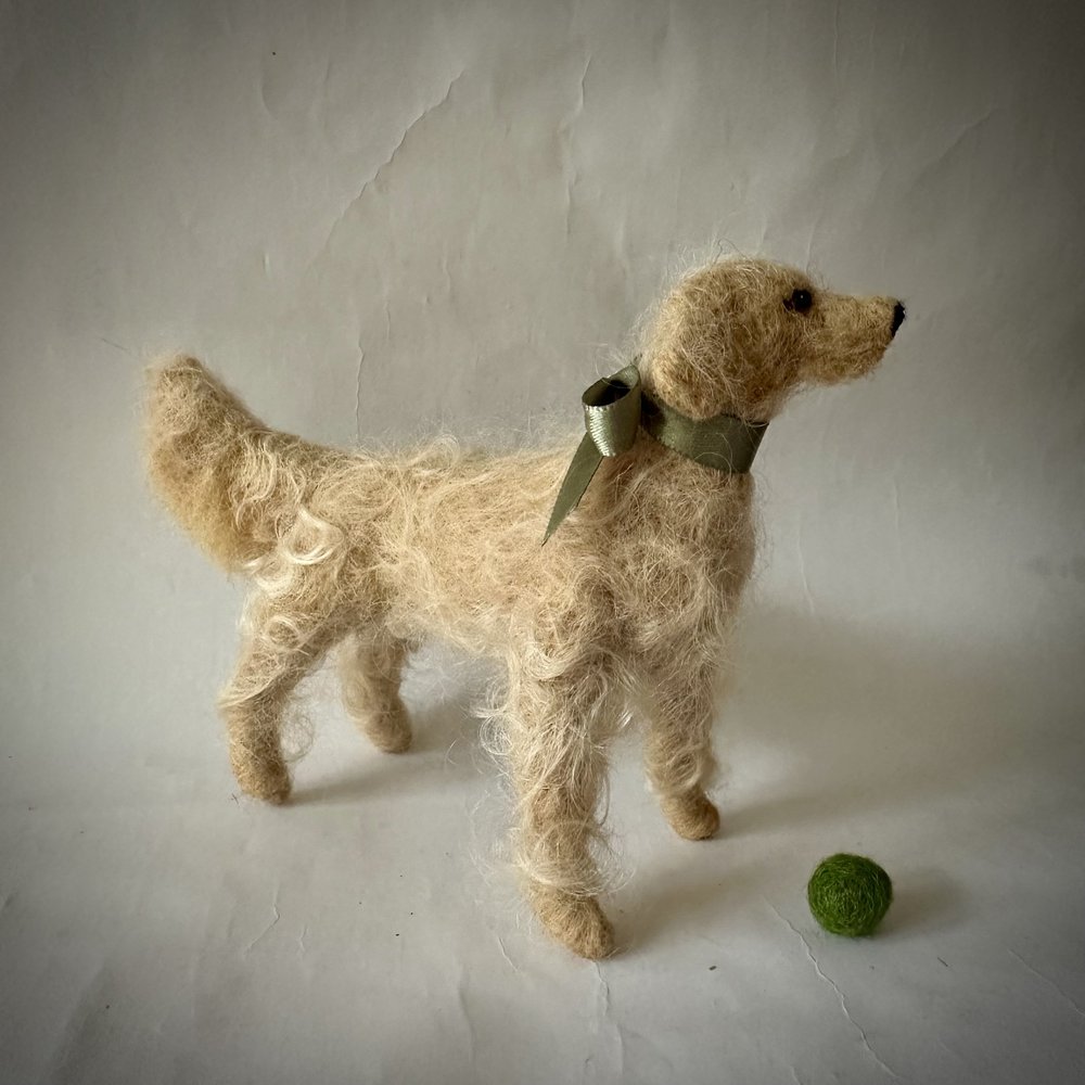 Needle Felted Dogs - Walking Olive
