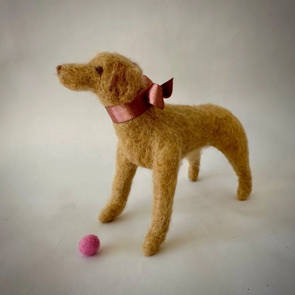 Needle Felted Dogs - Walking Olive