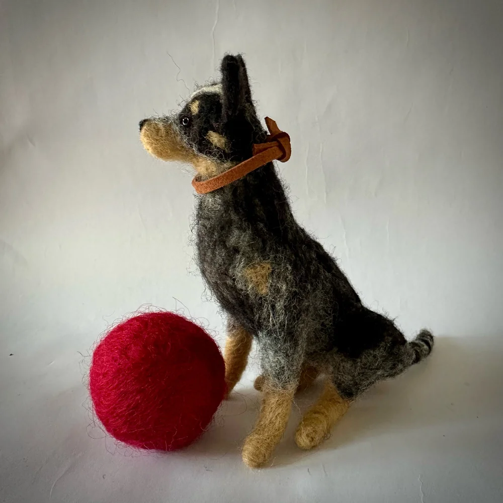 Needle Felted Dogs - Walking Olive