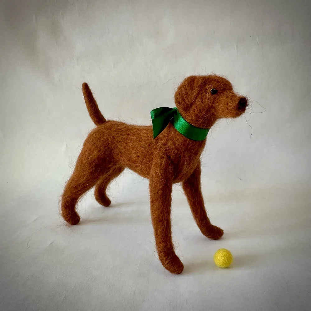 Needle Felted Dogs - Walking Olive