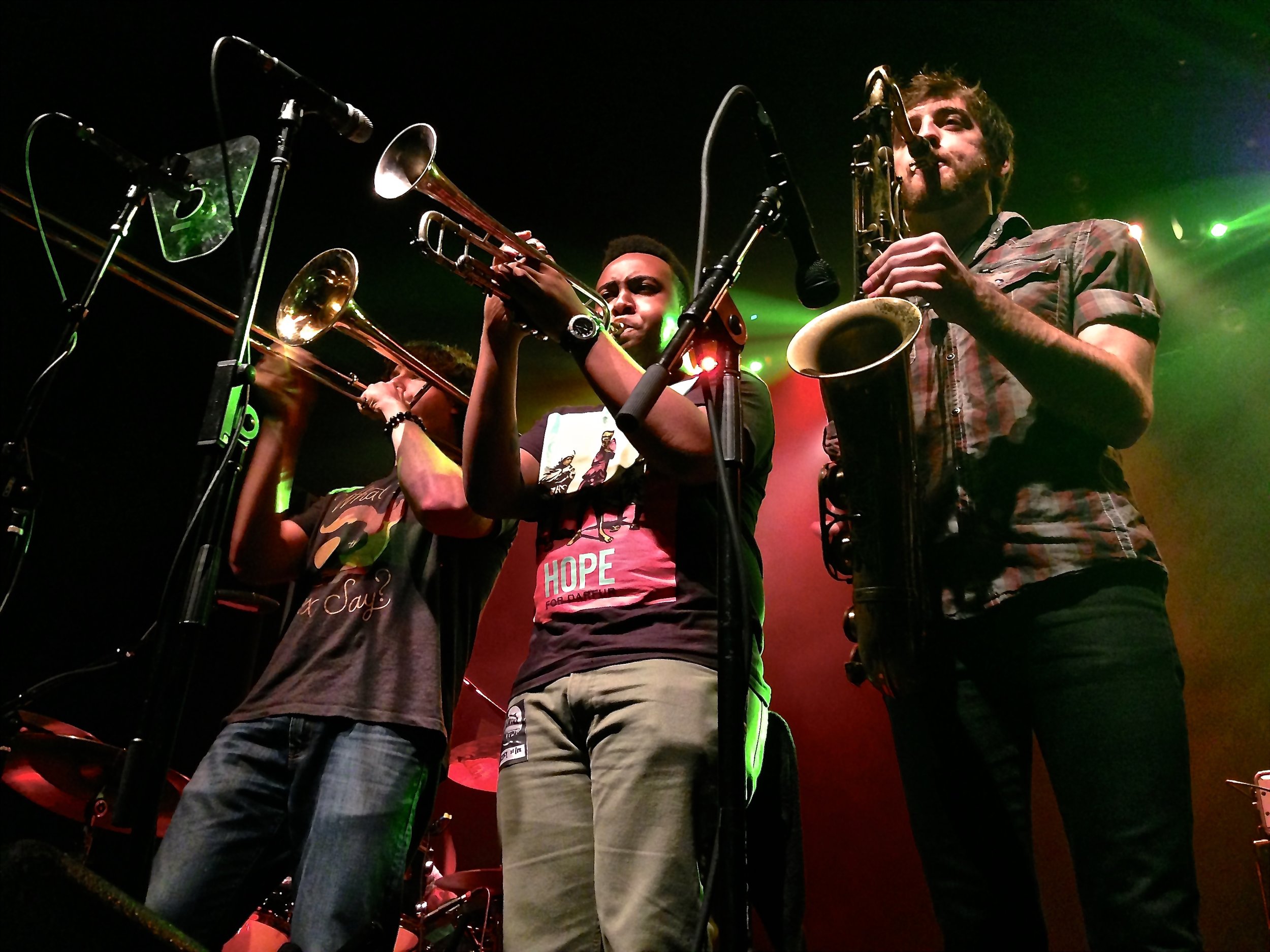 The horn section of The Heard at the Georgia Theatre in Athens..jpg