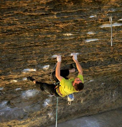 Dru in the middle of Omaha Beach. Ultra grainy photo from ClimbTech . Photo Credit: Edwin Teran