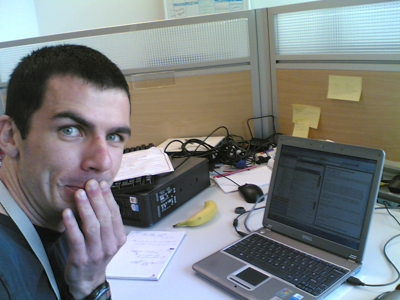 the look of nervousness one morning at work back in September 2006 on a day after squeezing in a training session before coming to work.....