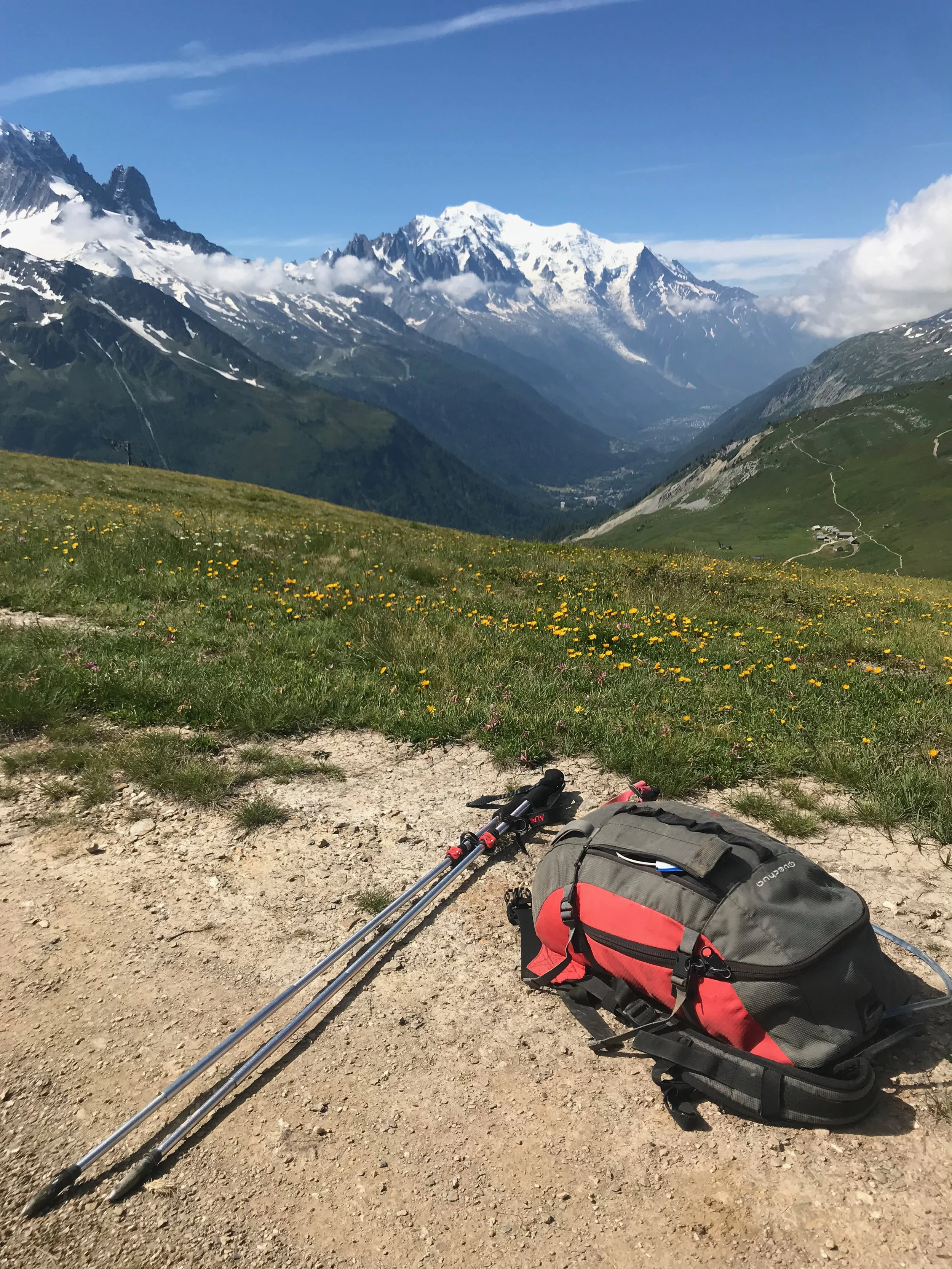 Quechua 20-litre backpack, purchased in Decathlon . Poles by Alpkit.com .