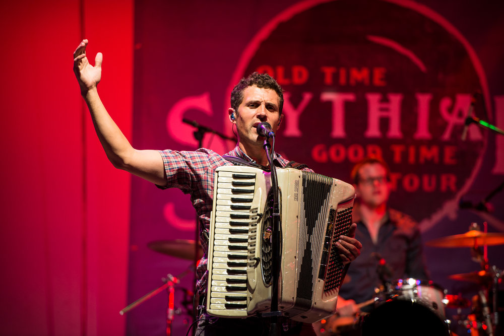  The band Scythian performing at Summer Music Festival &nbsp;Musikfest, August 2016 in Bethlehem, Pennsylvania.  Americaplatz. 