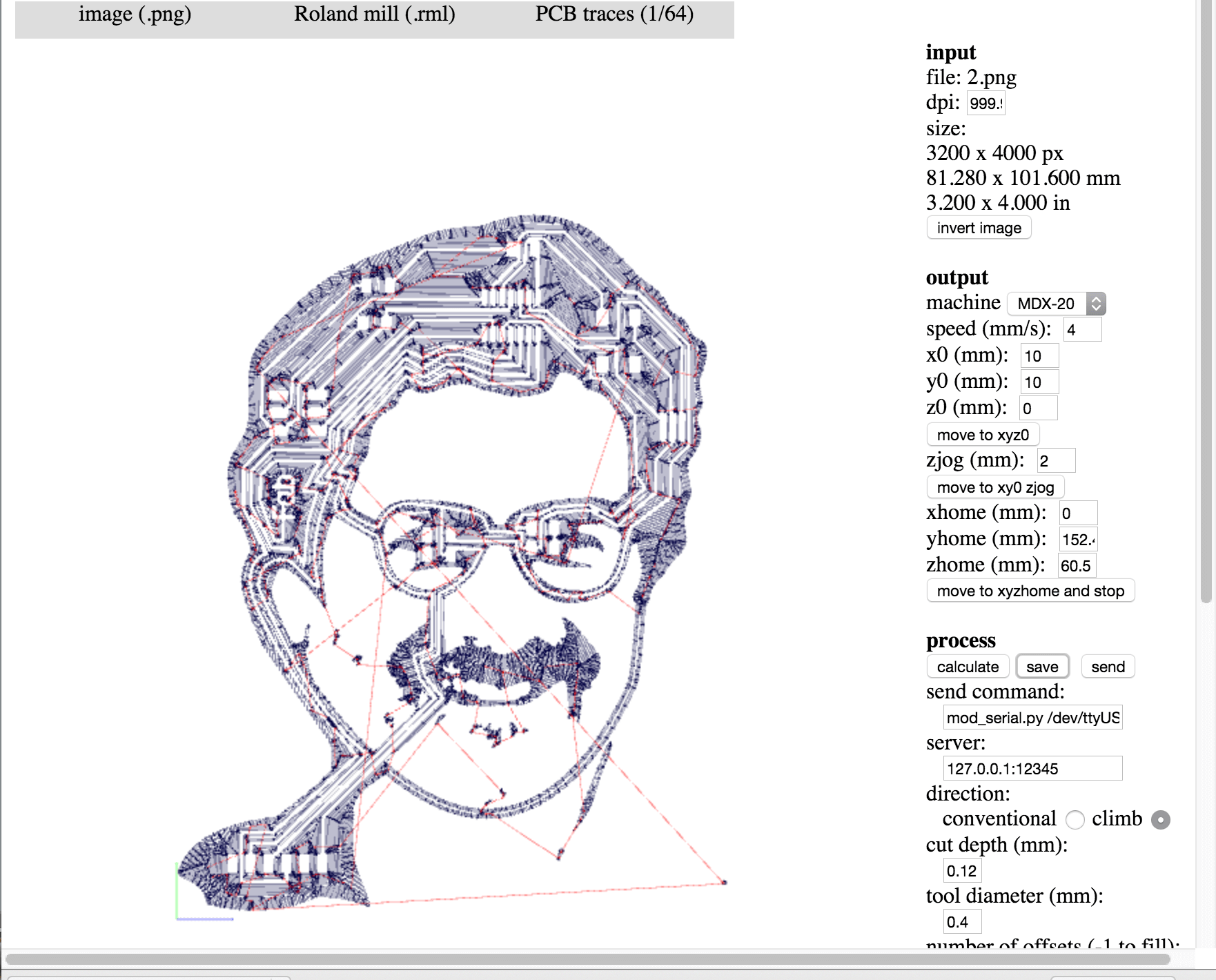 Generating a toolpath for the PCB 