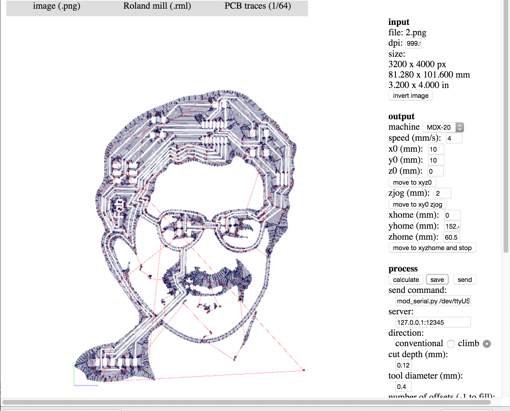 Generating a toolpath for the PCB
