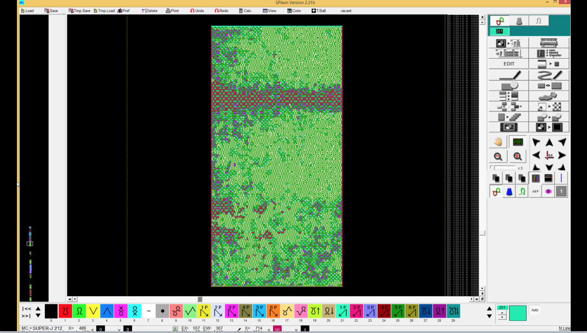 After taking the EEG samples from a day of working at the factory, the data is translated through the knitting software