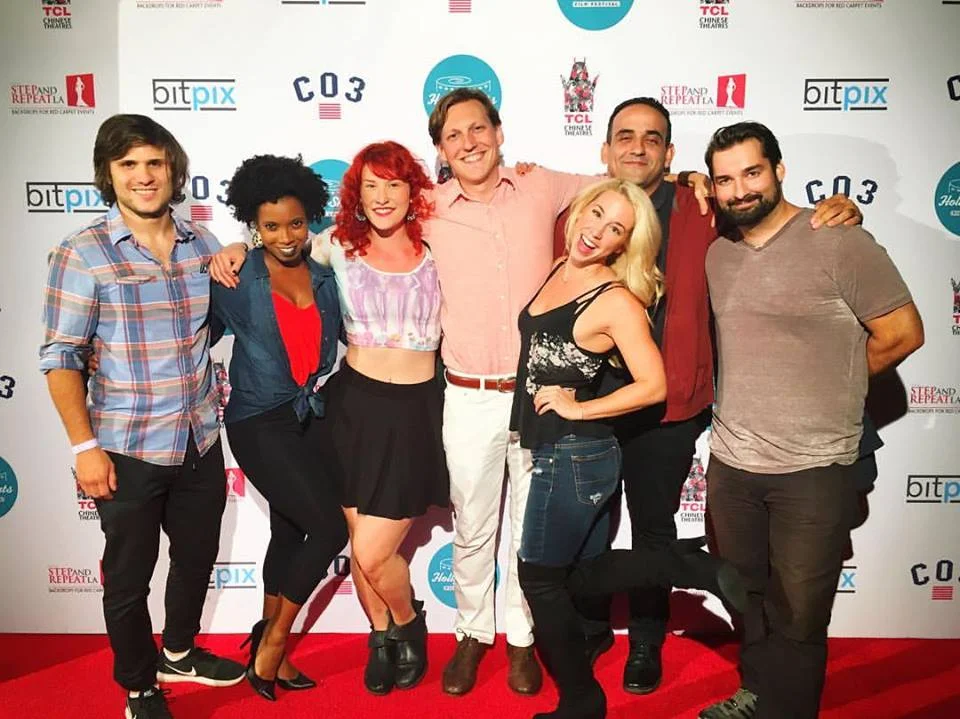 The phenomenal cast & crew of Brix And The Bitch at HollyShorts Film Festival ! From Left to Right: Cody Blase Skully (Sound Artist), Alex Marshall-Brown (Actor), Lili Kaytmaz (Lead Make-up Artist), Nico Raineau (Director/Writer), Dre Swain (Actor), Carlos Foglia (Actor & Graphic Designer), John Gardiner (Director of Photography).