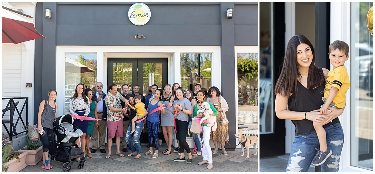Ribbon cutting! And Sara, the owner, with her cute boy. At least she’s not too beautiful or anything.