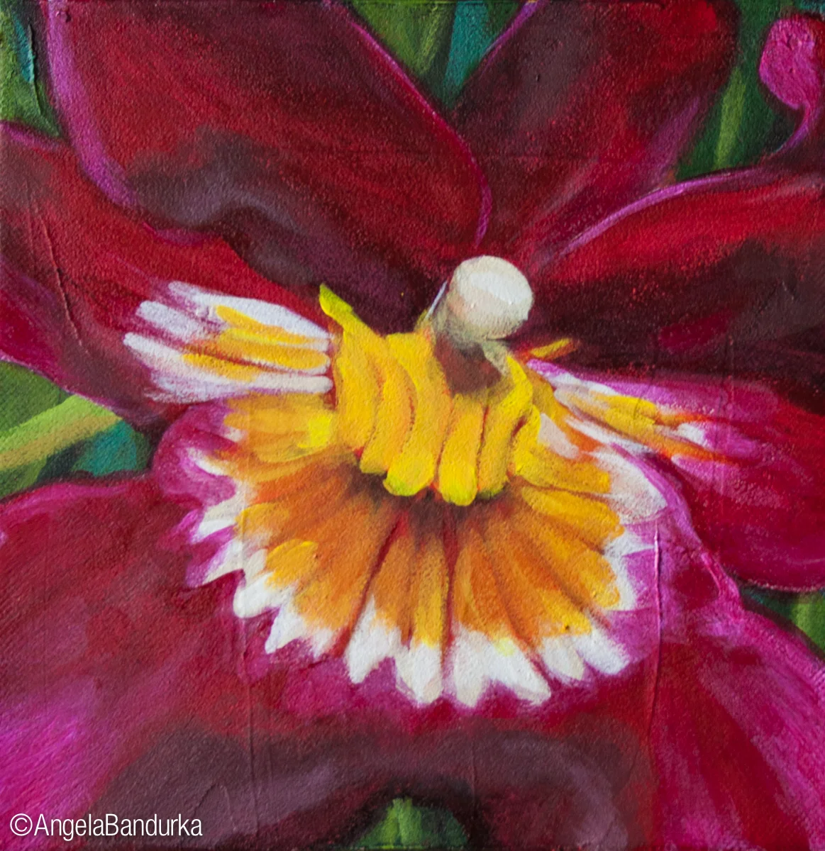And here is what I produced: the highlights all have neon pink added to the colour, which helped me keep the value light but very saturated and vibrant :)