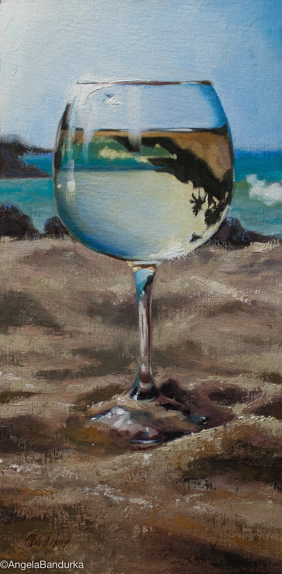 Beach Reflections , 16x8-in, oil