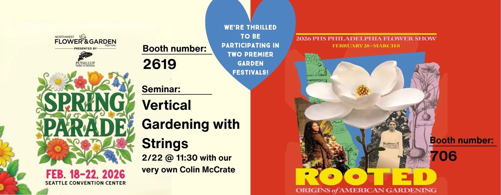 We're participating in the Northwest Flower and Garden Show and Philadelphia Flower Show