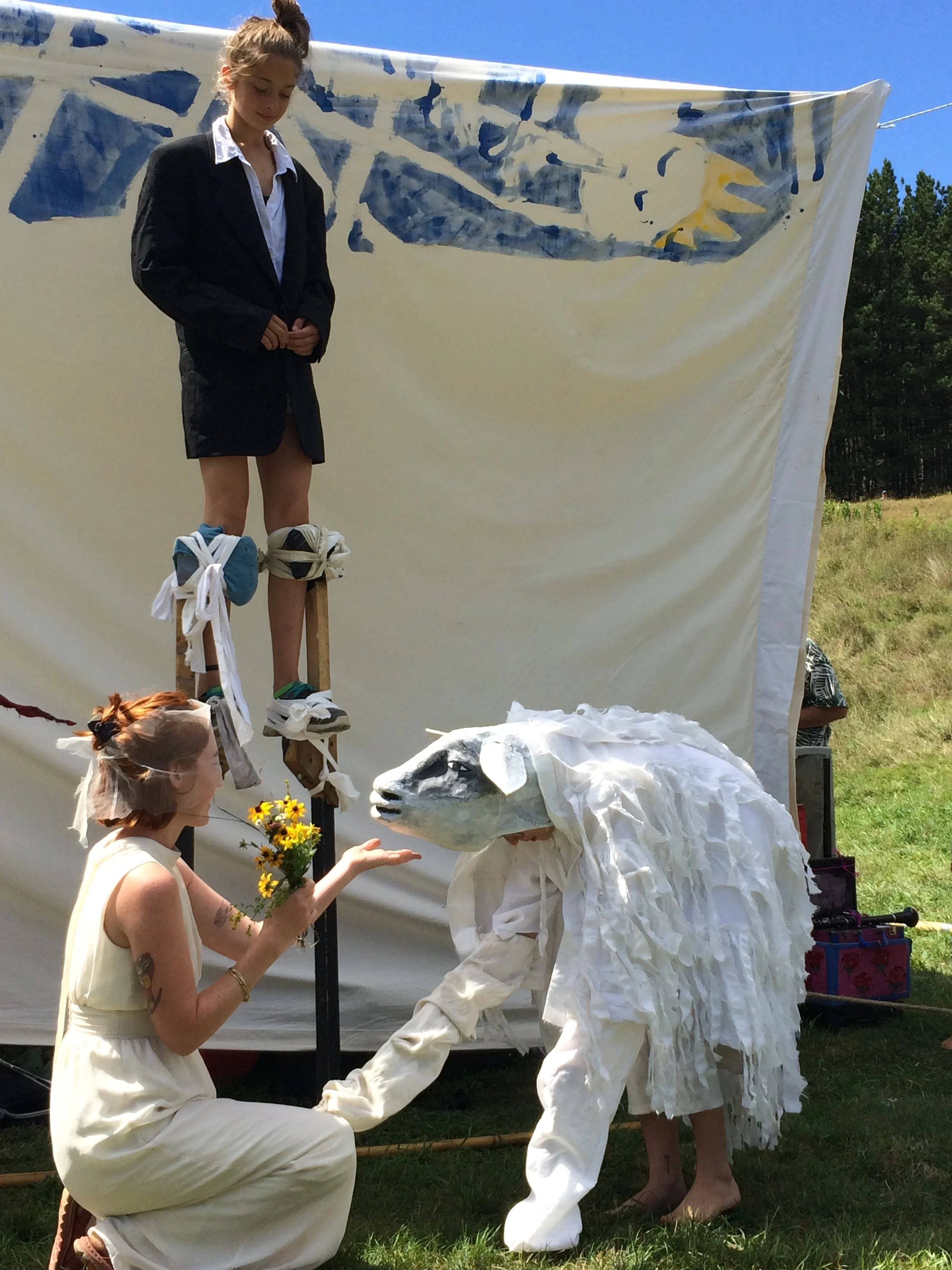 The shepherdess weds her sheep in a miniature pastoral drama, courtesy of Bread and Puppet Theater.