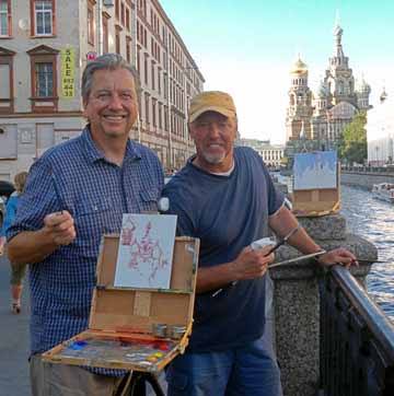 Eric and Scott Christensen painting in Russia