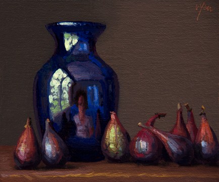 Self Portrait in a Blue Vase and Eight Figs, by Abbey Ryan