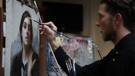 Joshua LaRock painting Laura in Black
