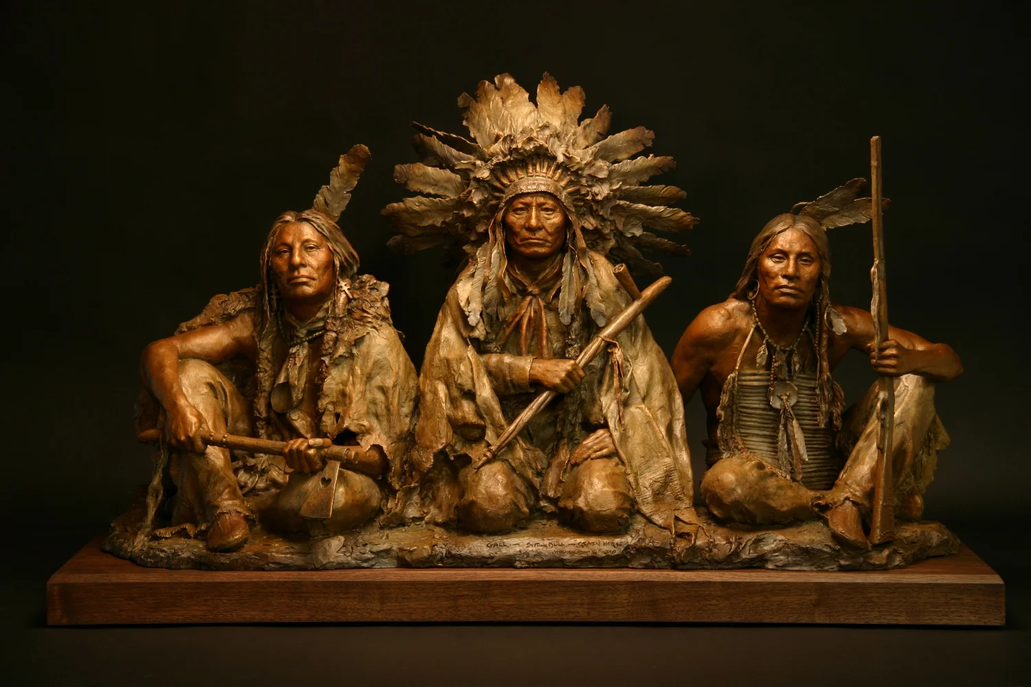 1876, Gall - Sitting Bull - Crazy Horse by John Coleman, Bronze