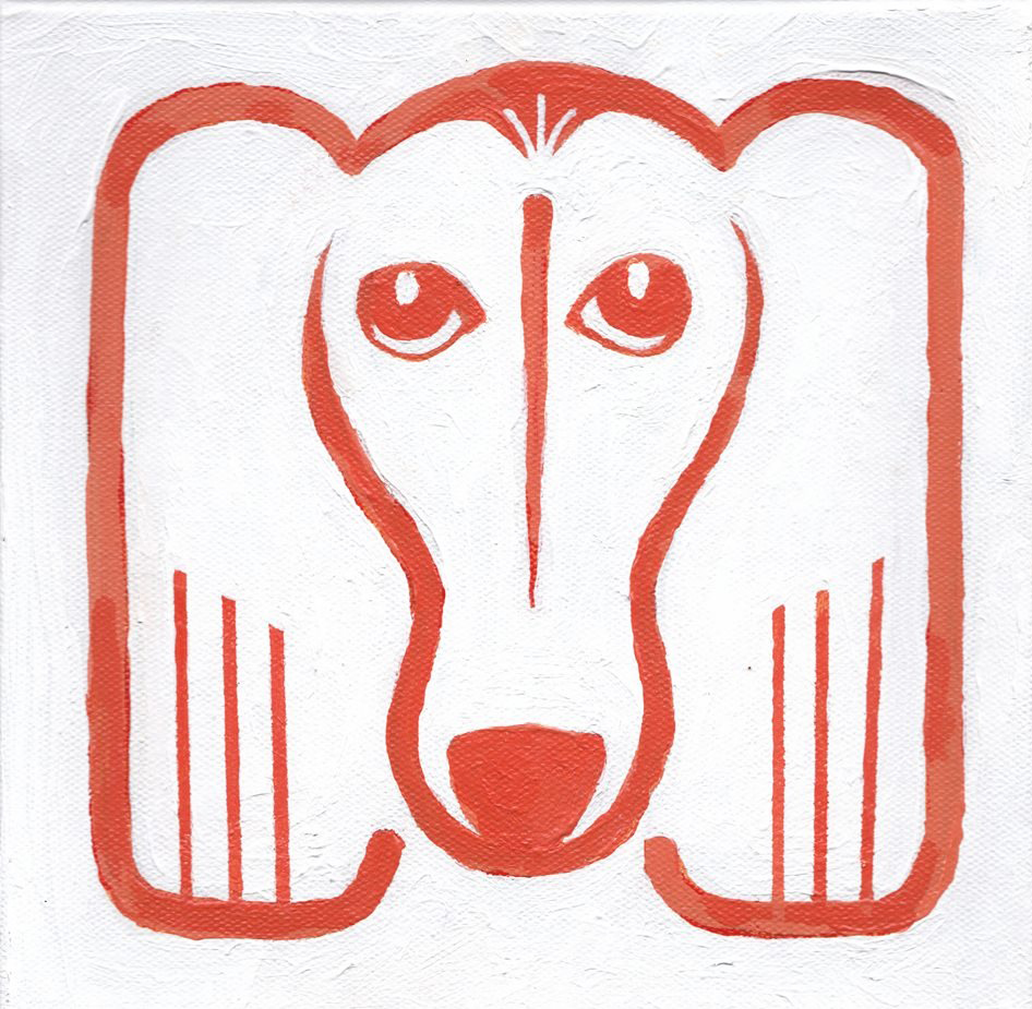 Red Dog. Acrylic painting.