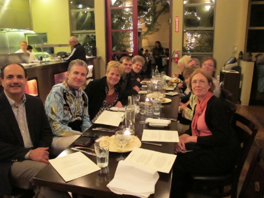 At dinner with Marin Alsop, pianist Jean-Yves Thibaudet, composer Behzad Ranjbaran, and Cabrillo Festival Orchestra musicians