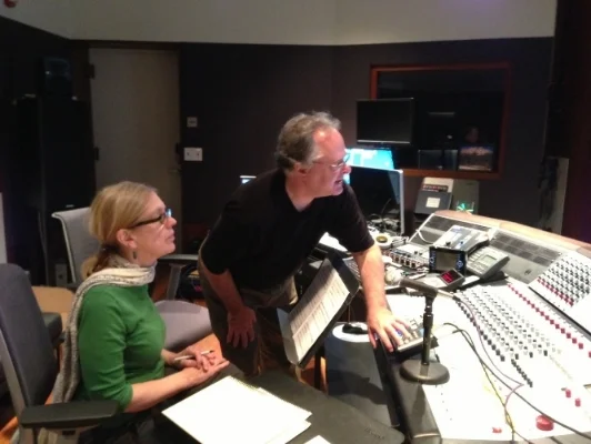 In the control room with Thomas Knab during the recording of my chamber CD, "Shattered"