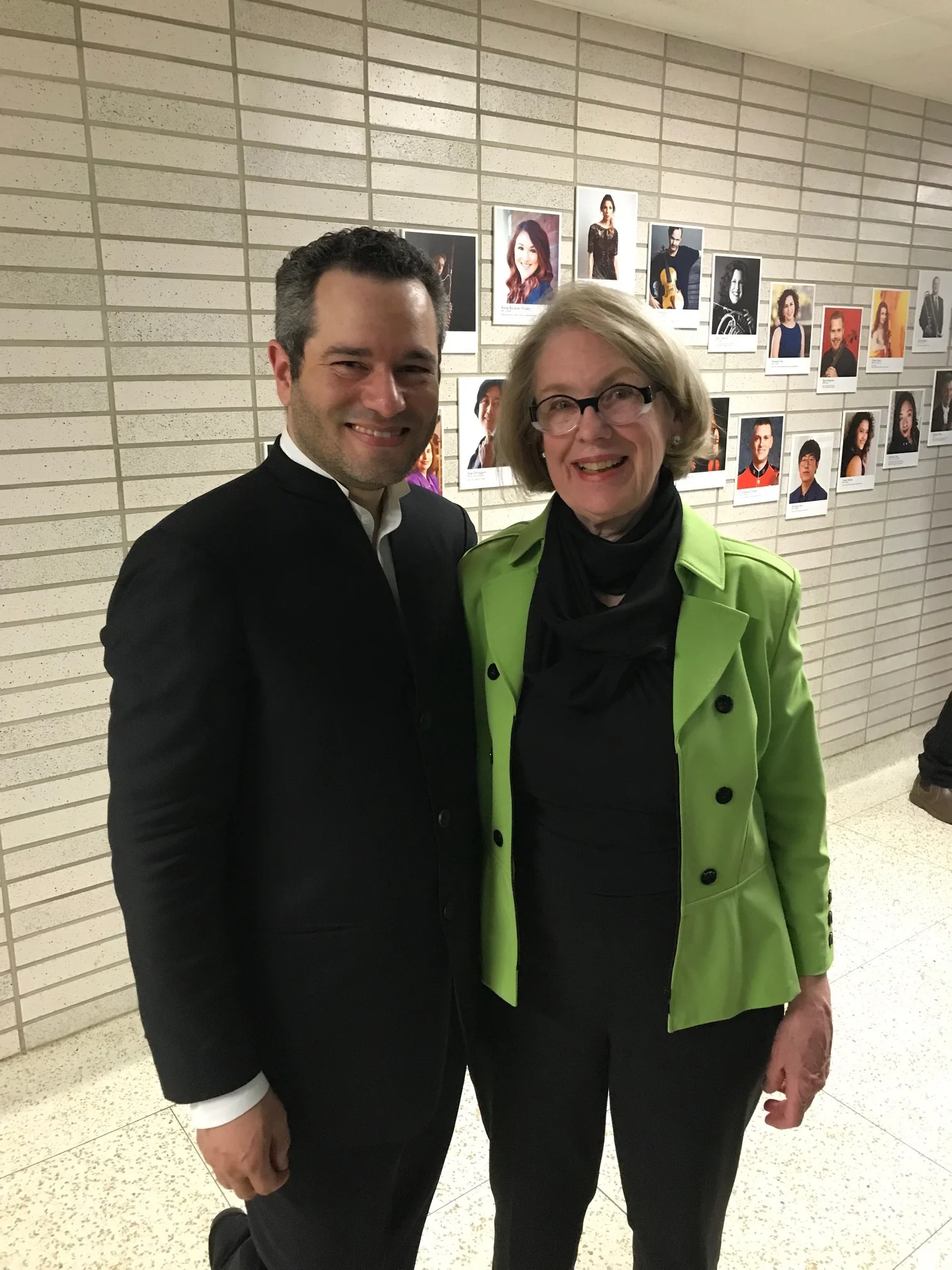 with Andrew Grams after a March 2019 performance of "Remembrances" at CIM