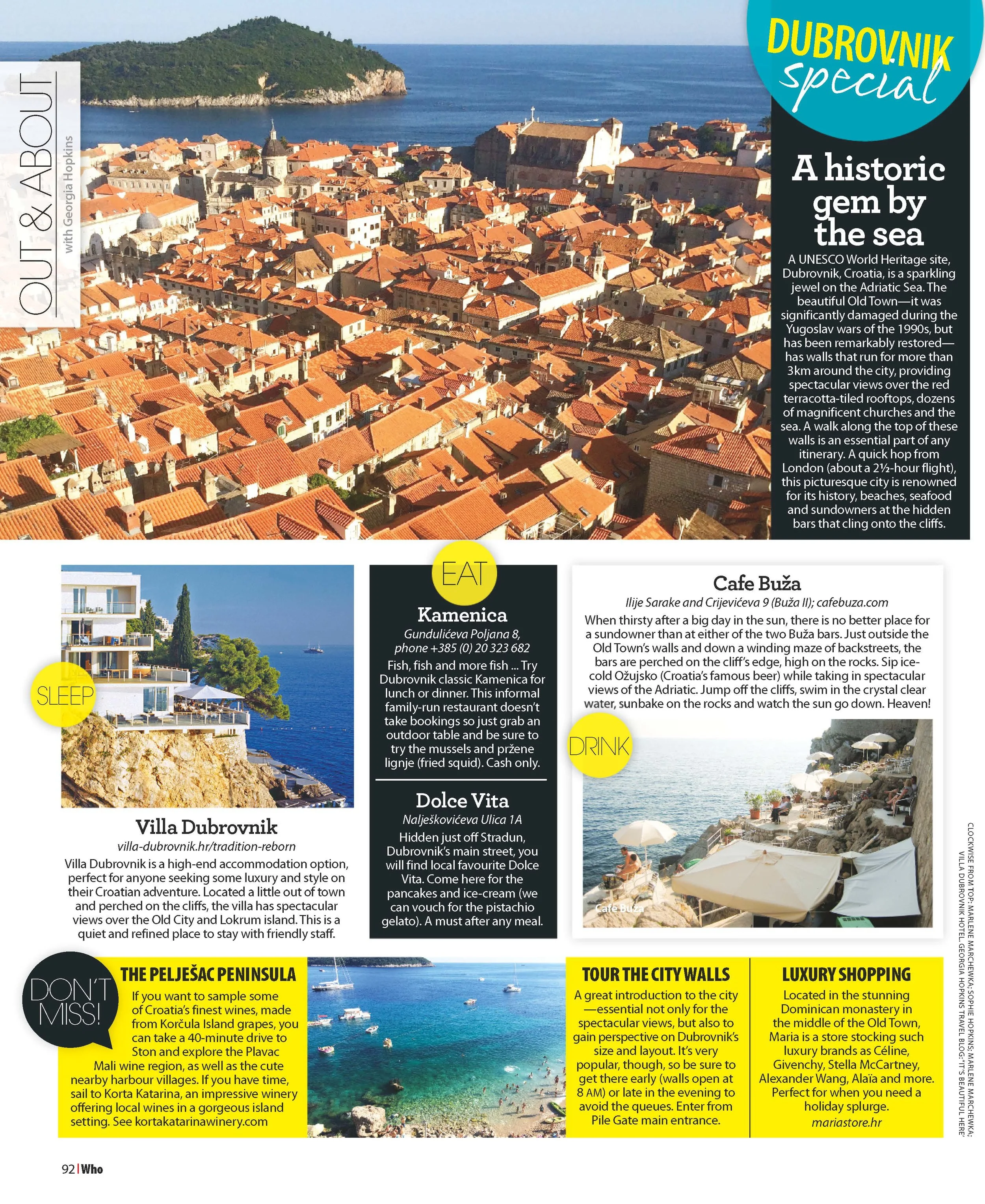 WHO Magazine Australia | Out&About - Dubrovnik | September 2014.