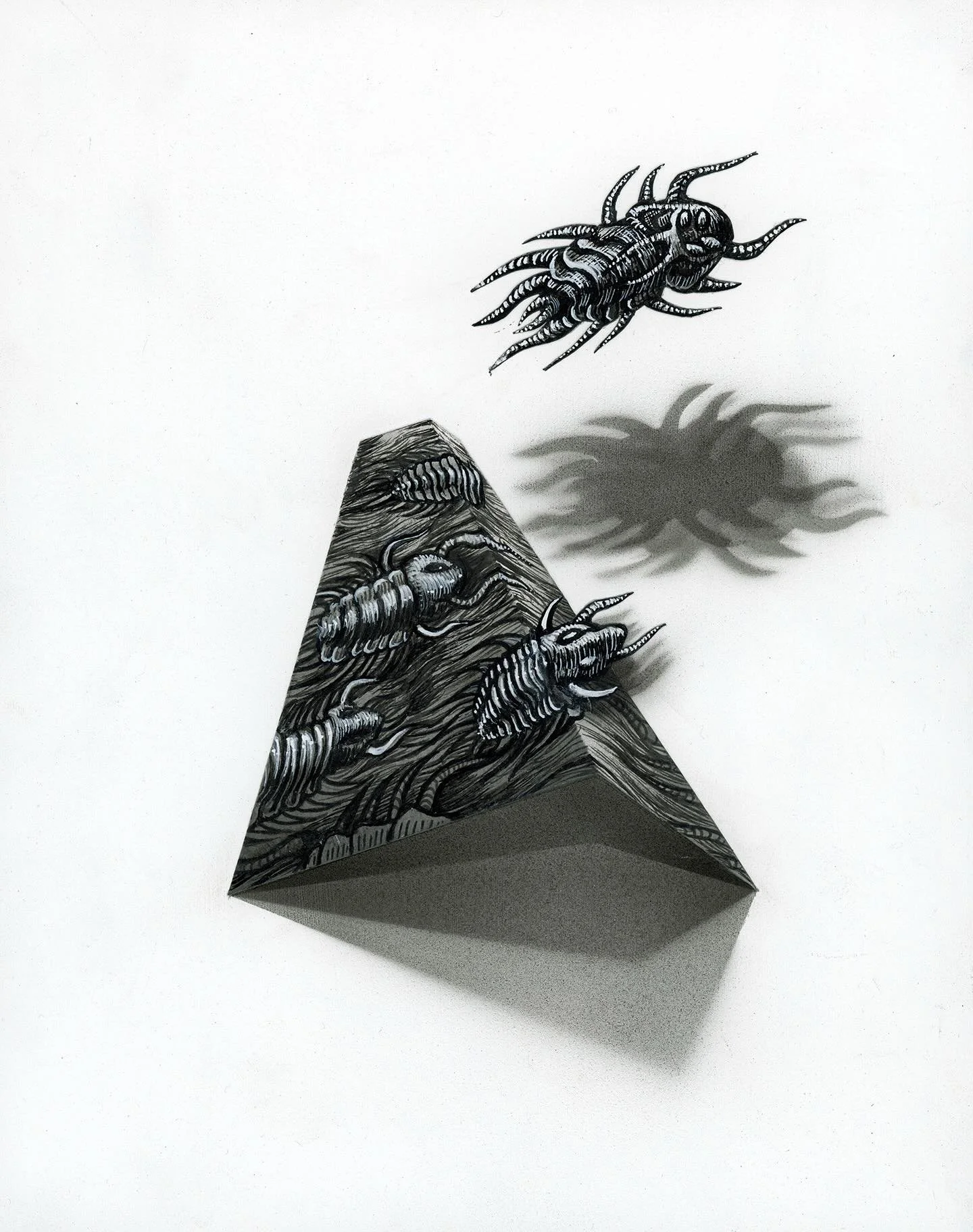 It&rsquo;s the last few days to see my solo exhibit @chicagotruborn, featuring these brand new dip pen ink drawings of Trilobites, evolving over 270 millions years. These are cutout ink drawings mounted and shadowed on artist panels.