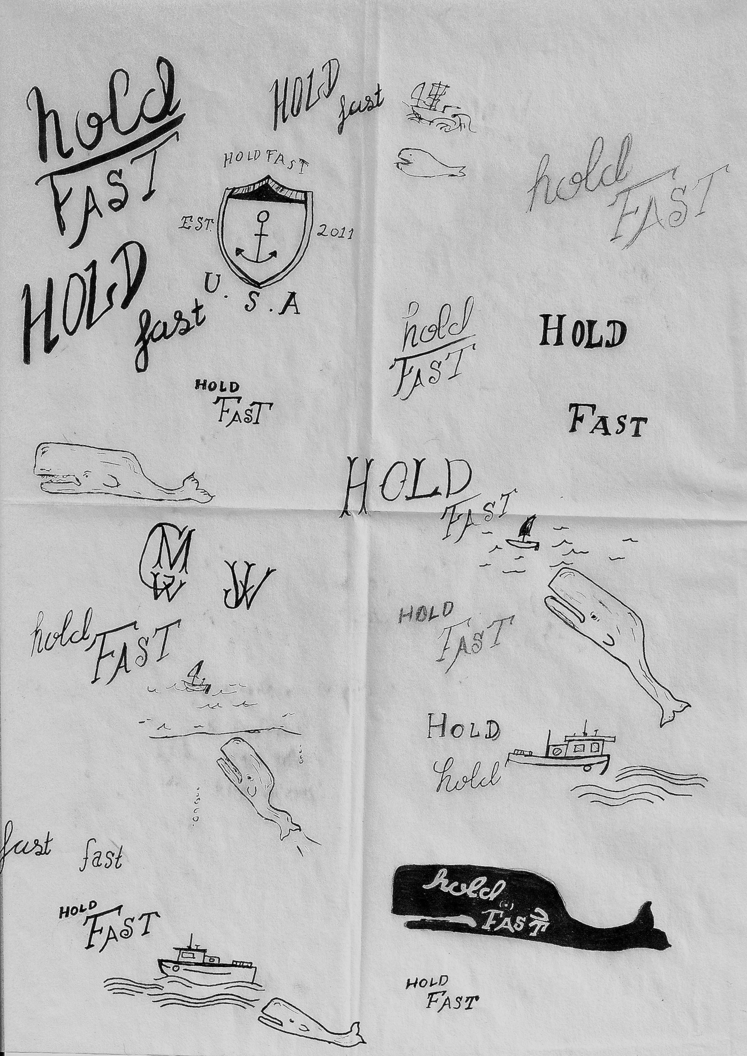 Here's the process of a new shirt that's coming out soon based around a whale and the words "Hold Fast"