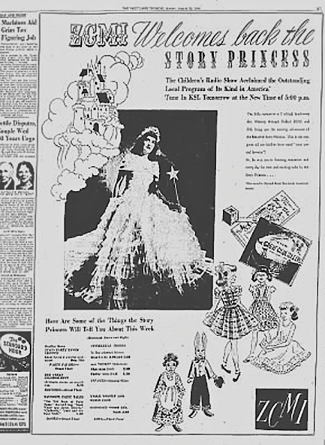 1948 newspaper ad by ZCMI Department Store for the Children's Radio Show on KSL Radio.