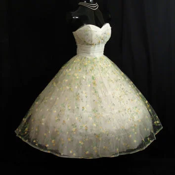  1950s painted tulle gown with lemons.