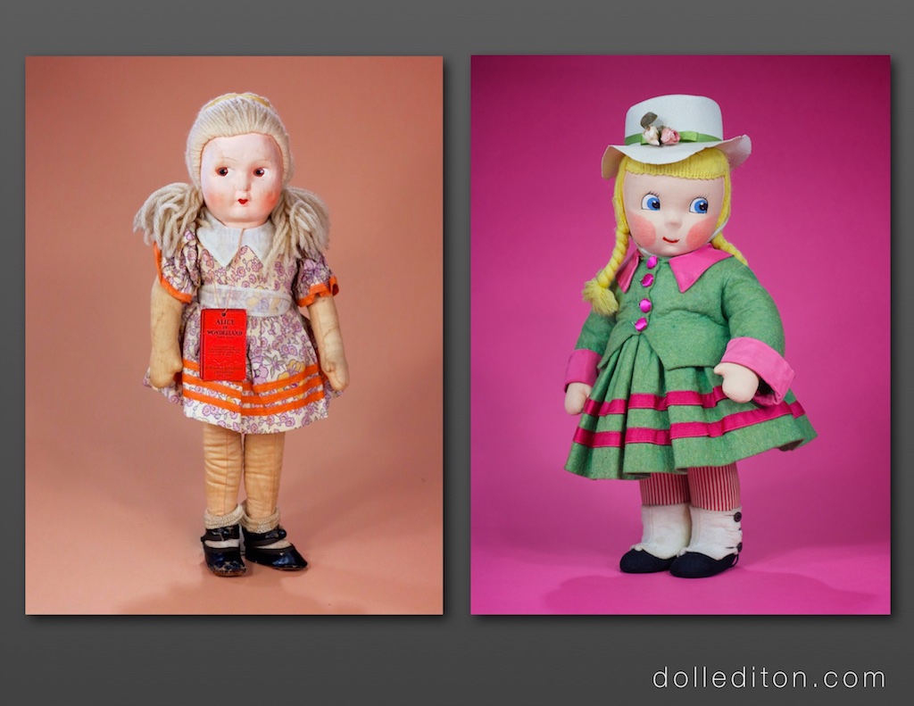 Flat faced 1930s Alice in Wonderland and much more pronounced facial features of a 1940 Suzie Q.
