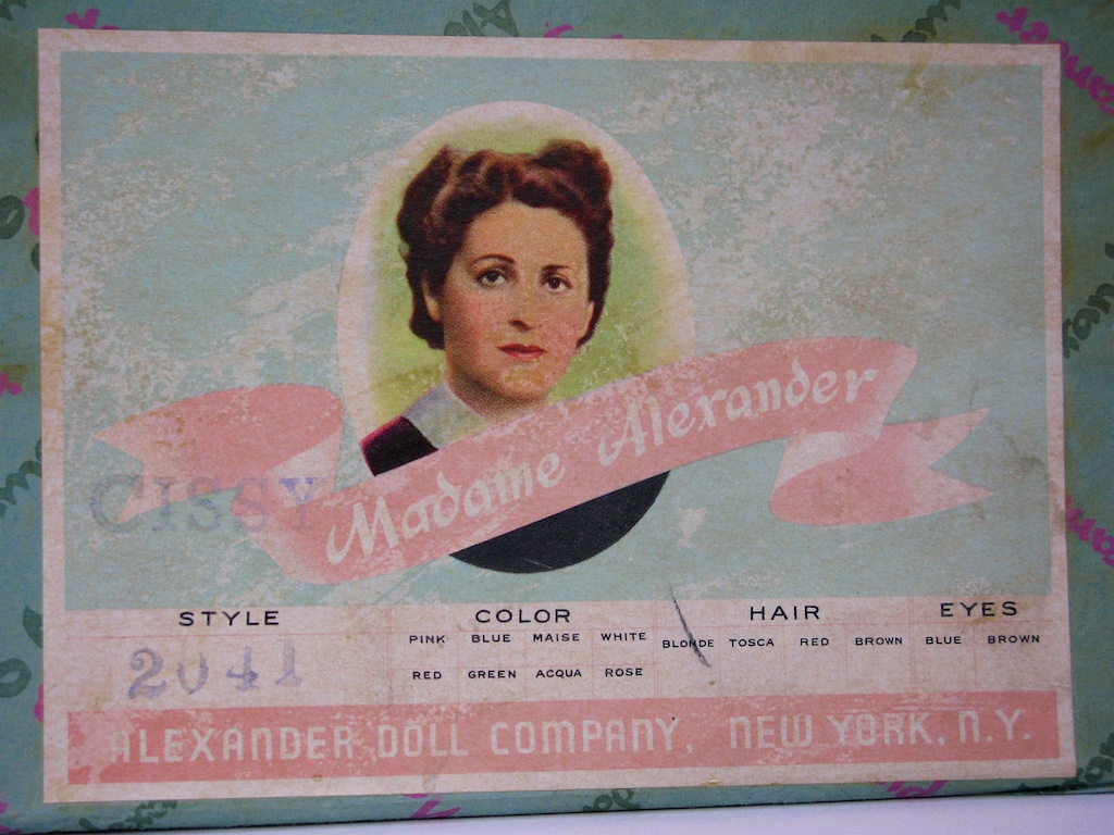 The label for the Madame Alexander box the doll came in.