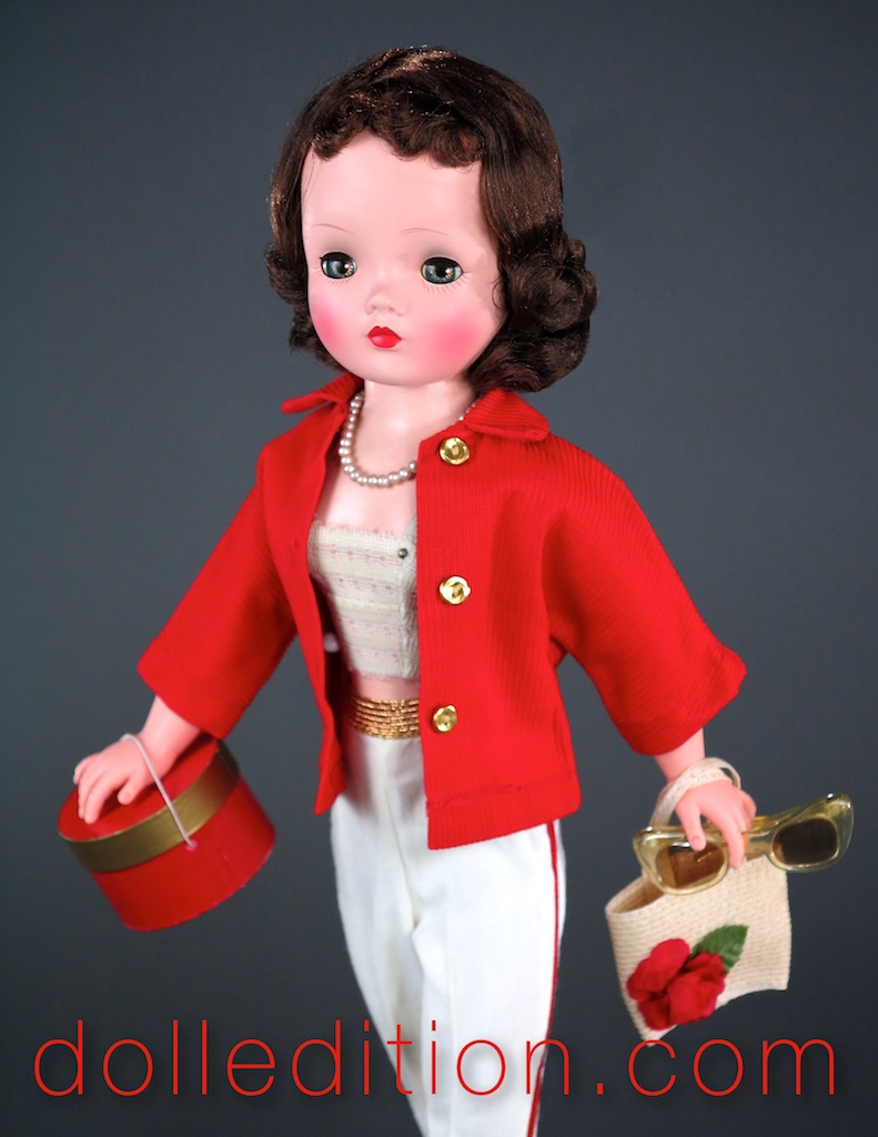 Cissy in the 1960 Nautical ensemble used both by FAO Schwarz in their Royal Tour Trousseau and by Madame Alexander as an extra boxed outfit for Cissy.