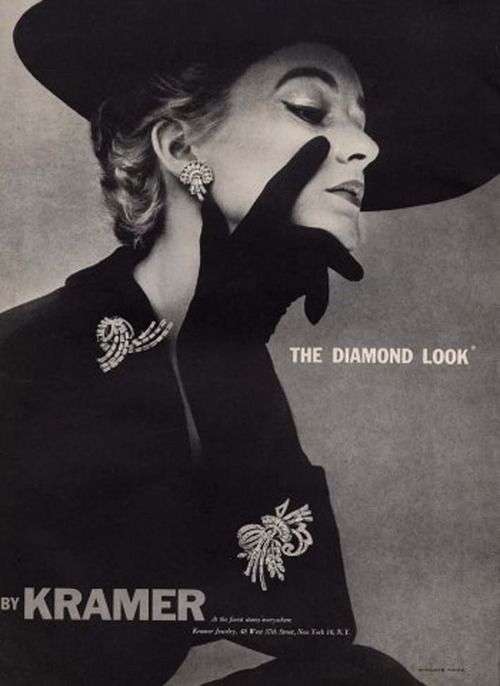 Costume jewelry in mid-century fashion was not only acceptable, it was adored in all it's color, glitter, imagination and glamor. Simultaneously, fashion houses were realizing the potential of costume jewelry to compliment their designs. Faux diamonds were particularly appreciated, with several jewelry houses specializing in just that.