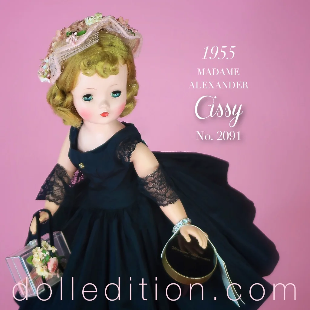 The pink floral and tulle hat is very soft and feminine. The flowers are picked up on the accessory filled Lucite purse. This play of black and pink is a nice touch. The rhinestone bracelet is an hommage to the new fascination of costume jewelry that was an important statement of the time.