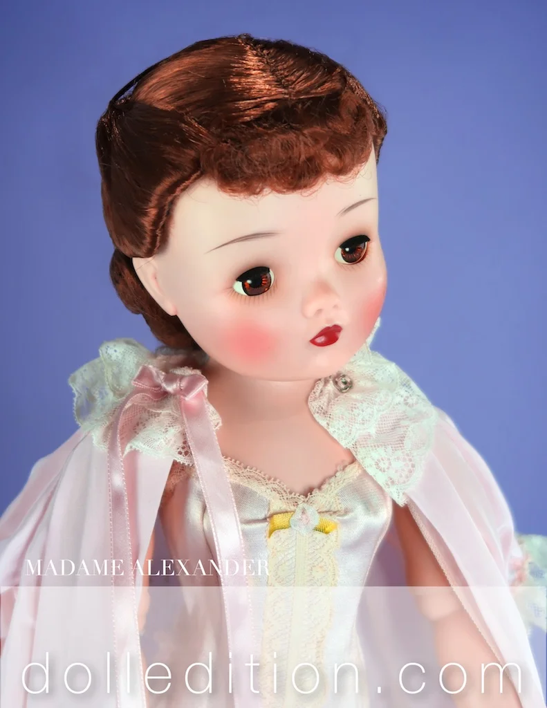 The new Cissy head mold that started to appear in 1959 had a bigger neck opening which caused it to sit lower on the dolls neck. The plastic had a more irrodescent quality to it, which added a suttle new feature.