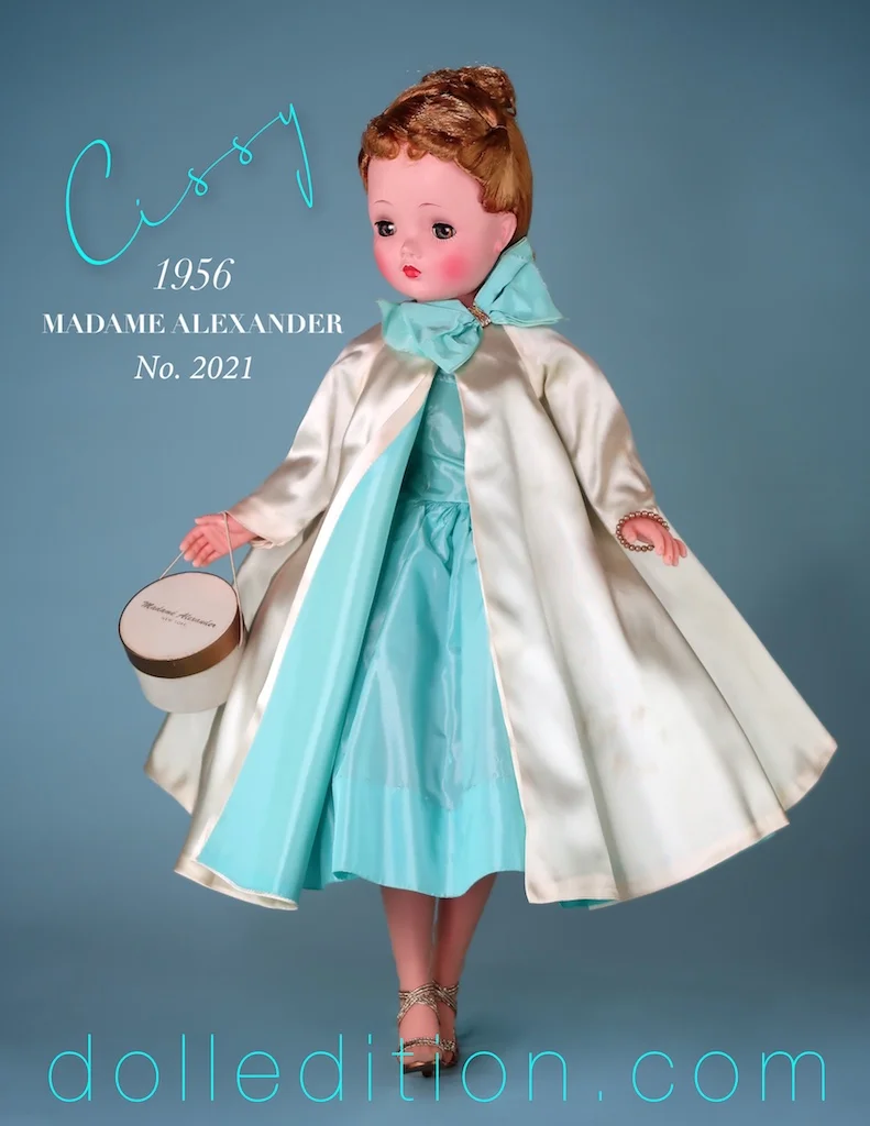 While one of the more familiar Cissy's to collectors, the costuming of this doll reflects many different fashion influences of the mid-century.
