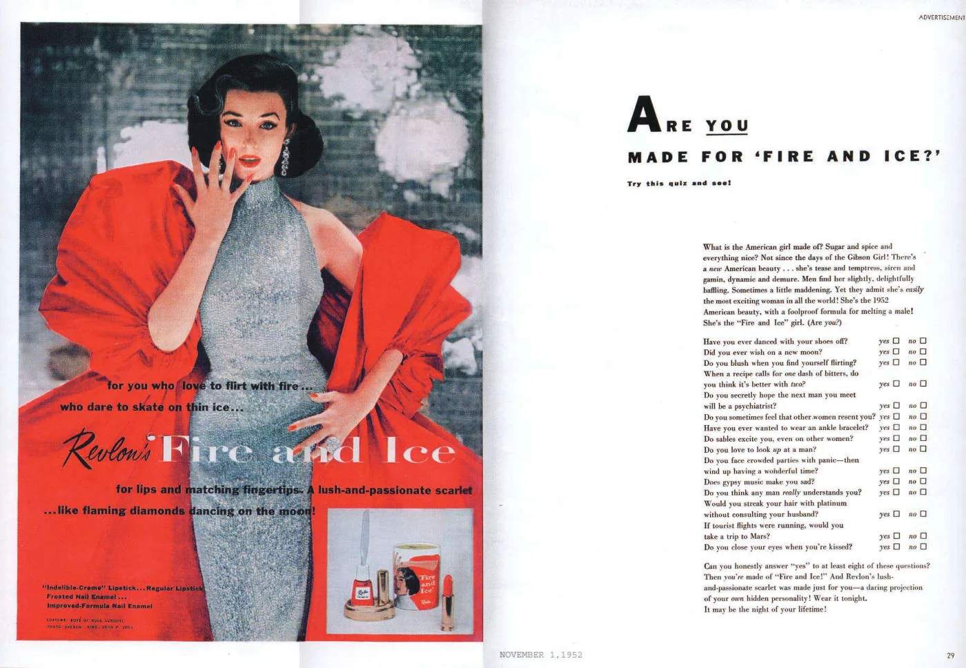 Fashion and passion… Revlon 1952, it was all about “Red” - the color of love.