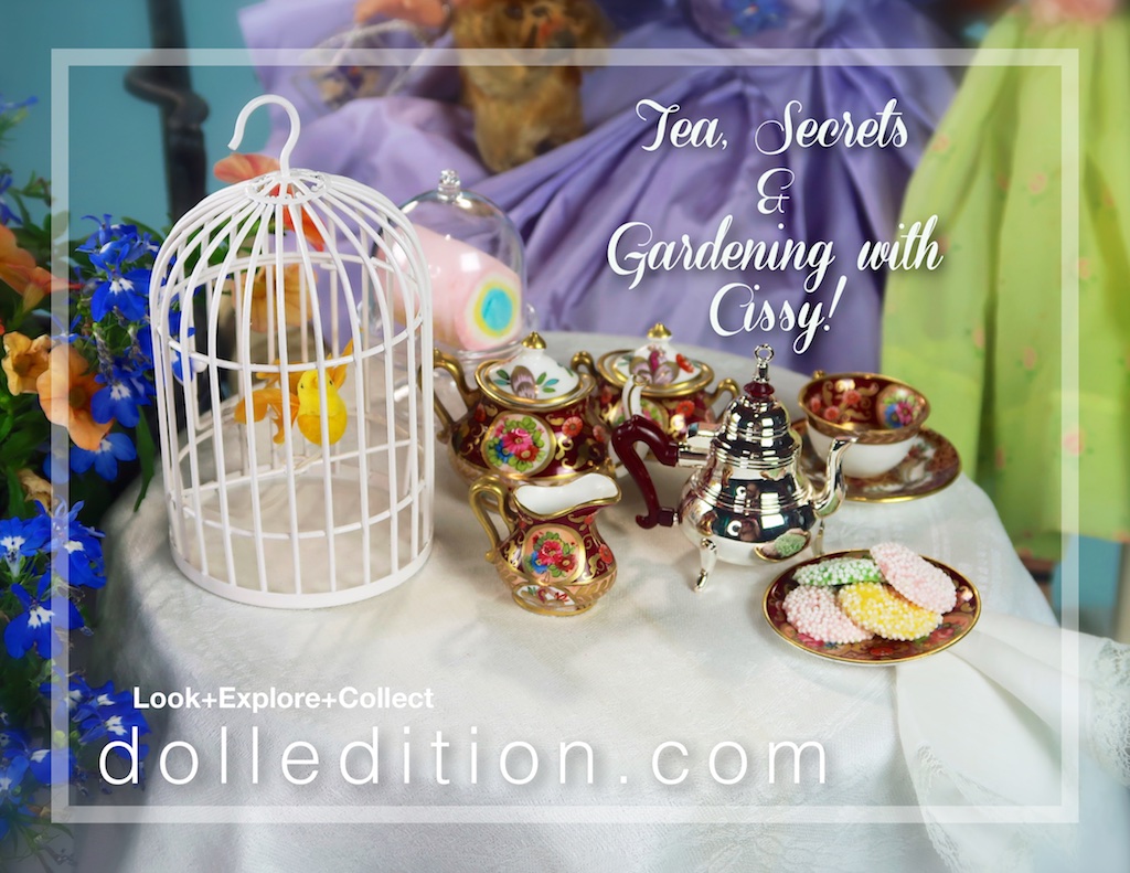 “Cissy” has set the table for tea in the garden — celebrating her new program for the MADC Convention in Winston-Salem, NC. China set is “Crown Staffordshire” and silver is “ Reed & Barton.”