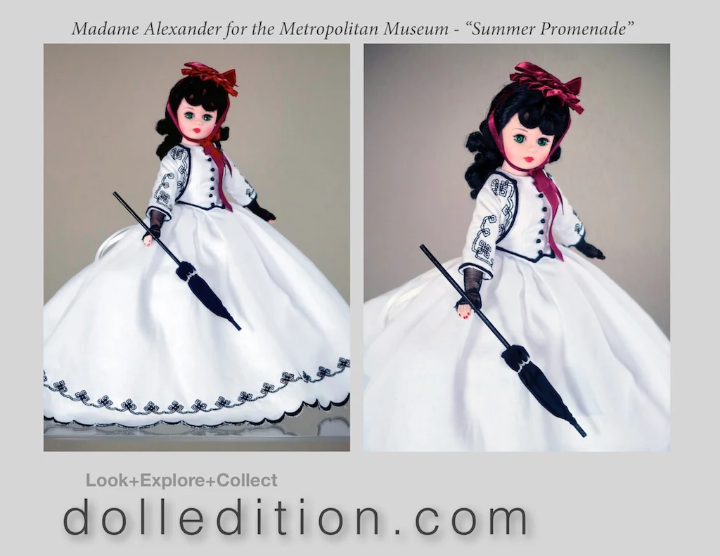 “Cissette” in two-piece cotton pique in a gown of a grand circumference that used hoops and crinolines and helped create a unique buoyant and graceful walk of the pre Civil War period.