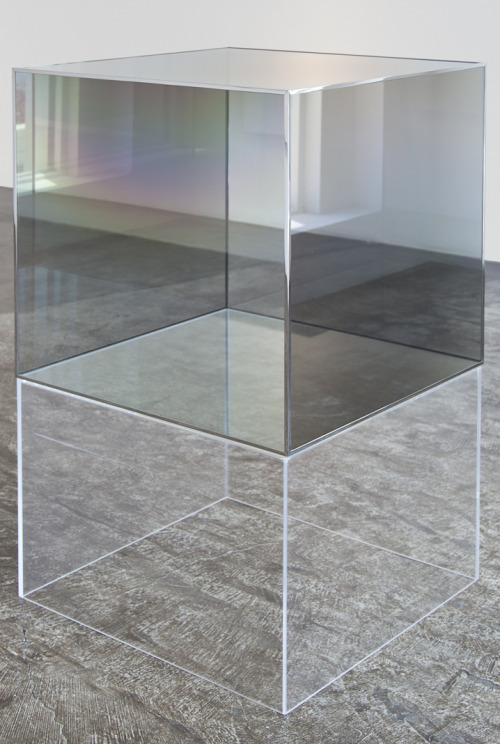 Larry Bell, Series II Cube , 1995, coated glass and chrome